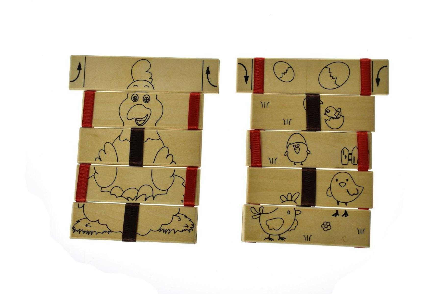 2 X COLOURING WOODEN JACOB'S LADDER WITH 12 COLOURS WASHABLE MARKERS - John Cootes