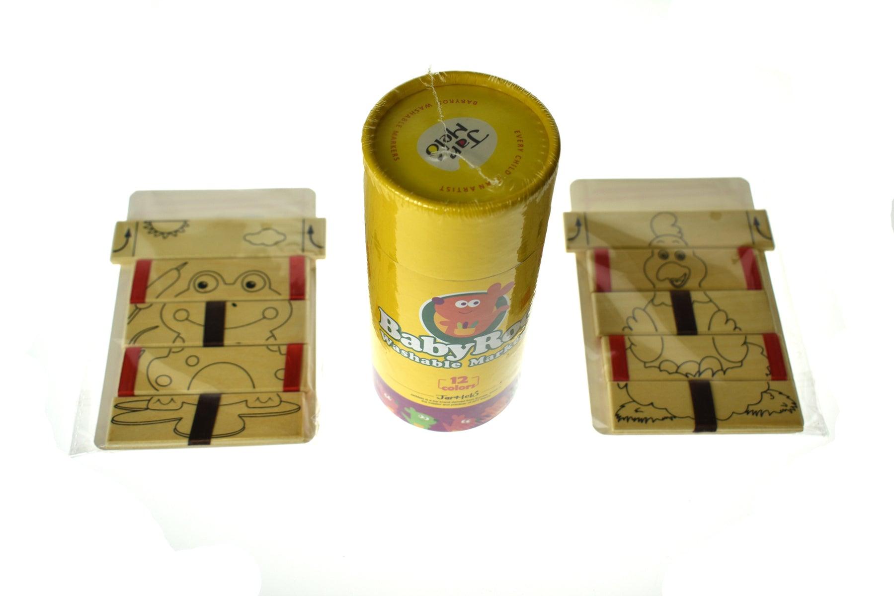 2 X COLOURING WOODEN JACOB'S LADDER WITH 12 COLOURS WASHABLE MARKERS - John Cootes