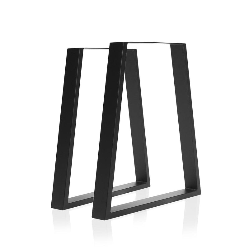 2 X Table Legs Bench Trapezium Metal 45 x 65 x 71cm - BLACK - John Cootes
