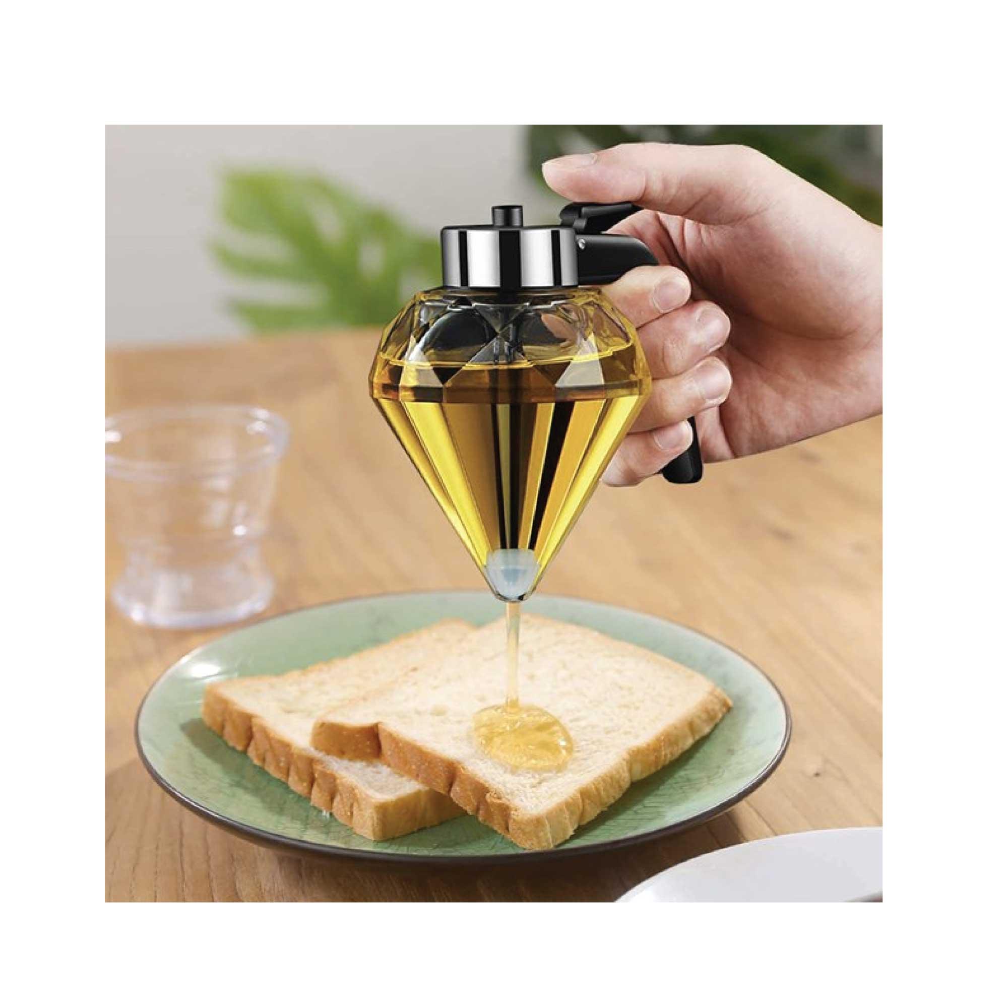 200ml Oil Honey Dispenser - Syrup Sauce Glass Pourer - Diamond Pot and Stand - John Cootes