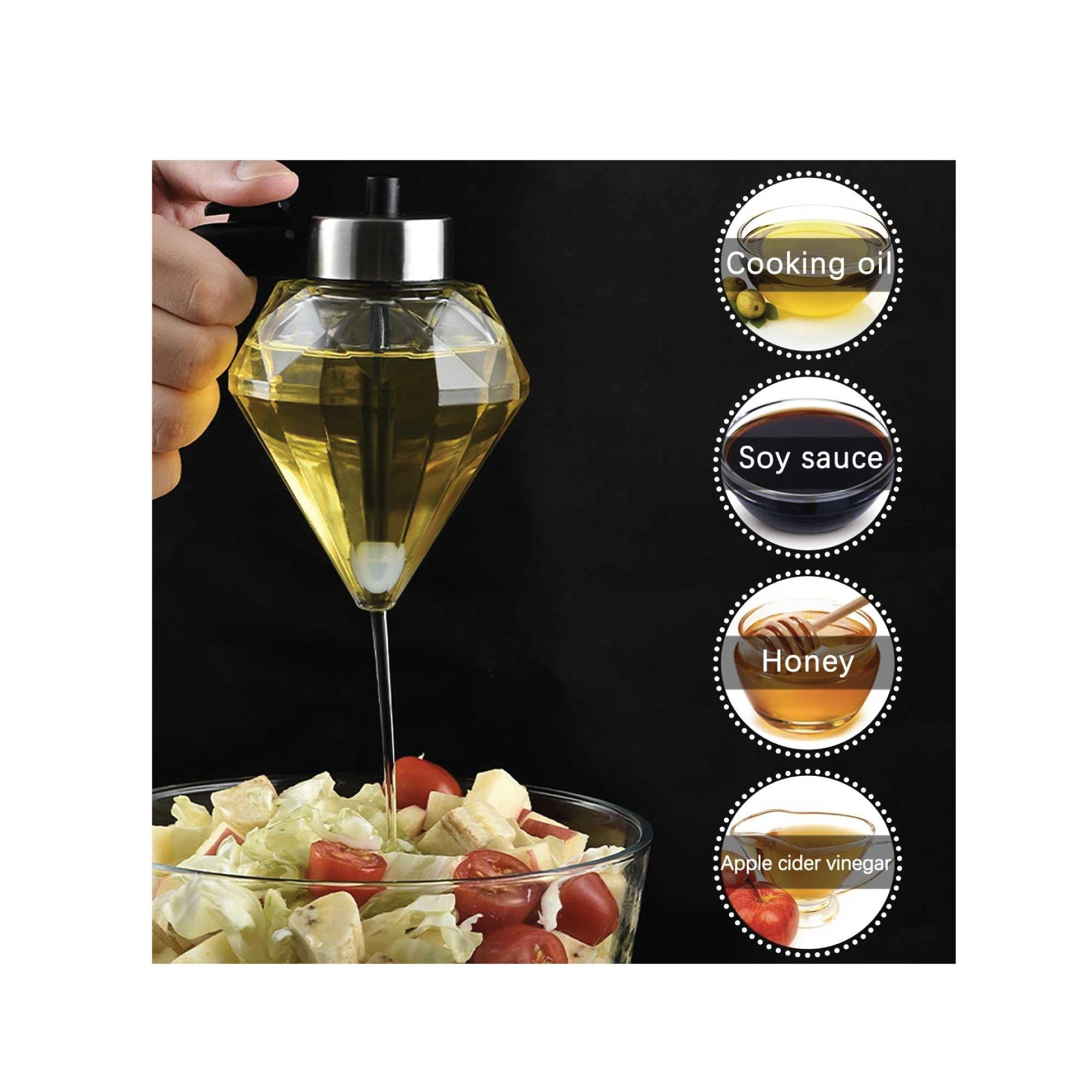 200ml Oil Honey Dispenser - Syrup Sauce Glass Pourer - Diamond Pot and Stand - John Cootes
