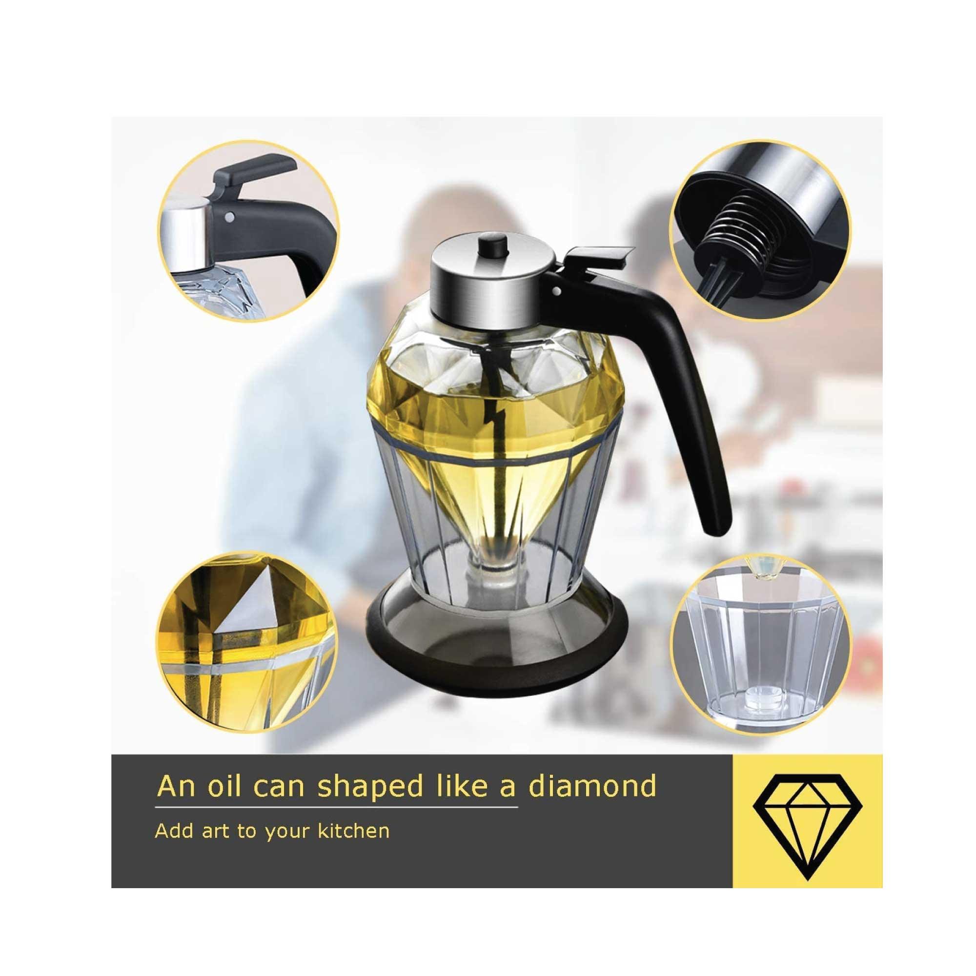 200ml Oil Honey Dispenser - Syrup Sauce Glass Pourer - Diamond Pot and Stand - John Cootes