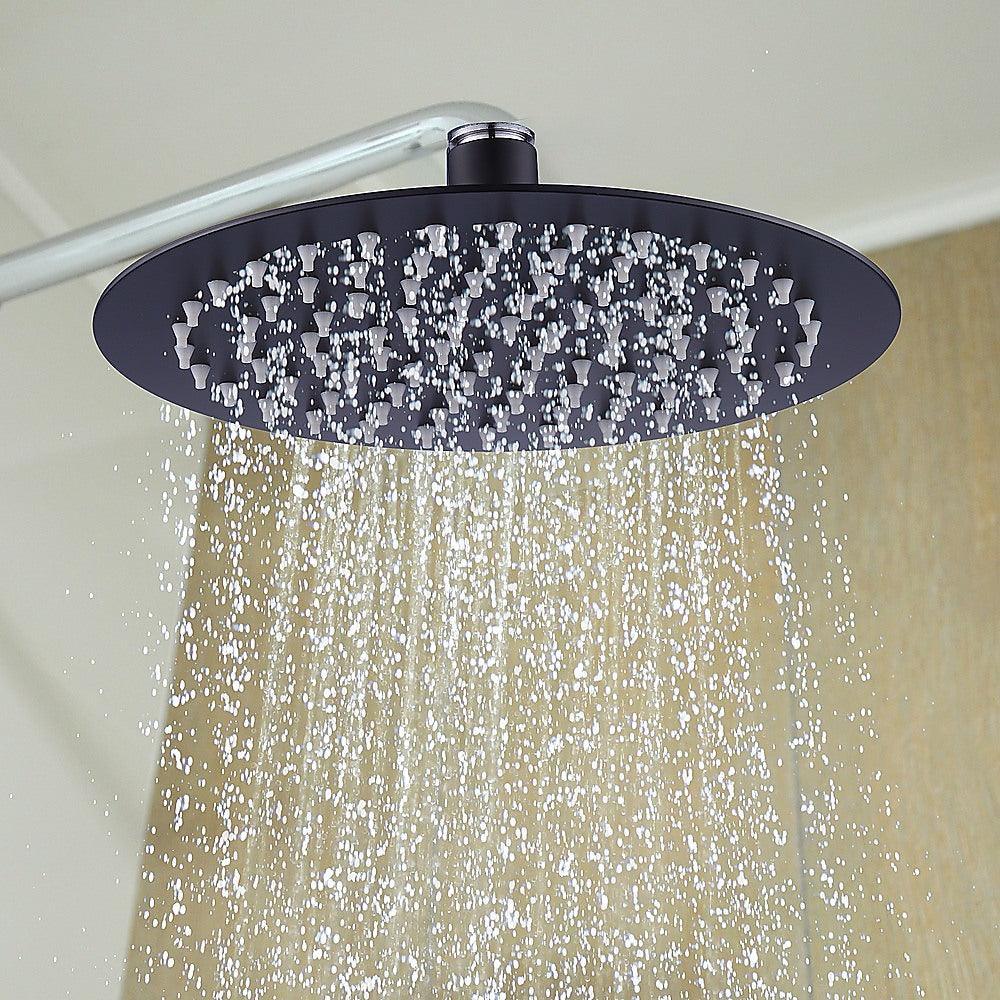 200mm Shower Head Round 304SS Electroplated Matte Black Finish - John Cootes