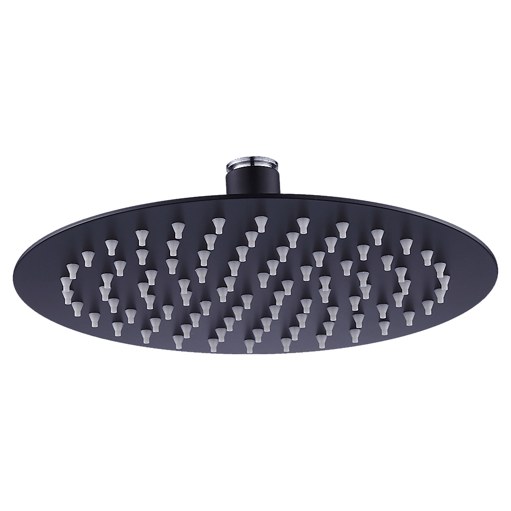 200mm Shower Head Round 304SS Electroplated Matte Black Finish - John Cootes