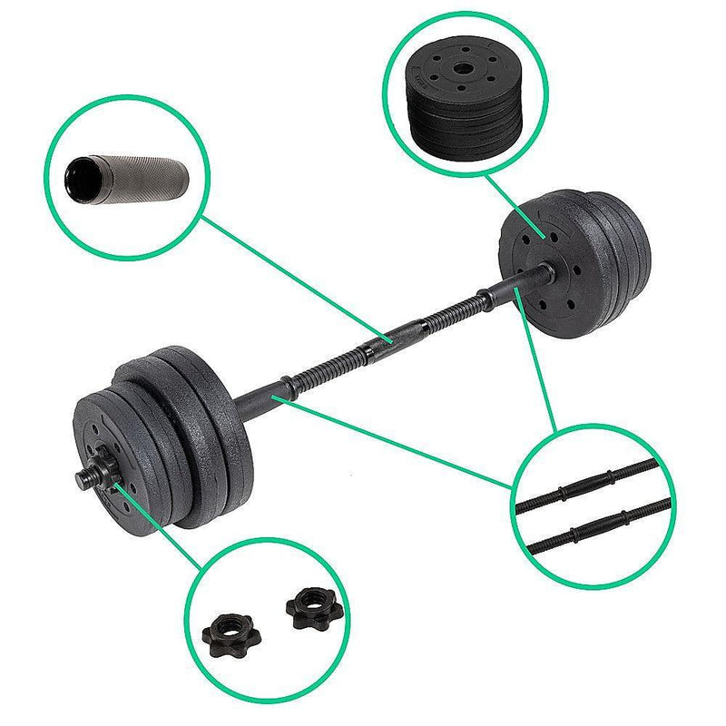 20kg Dumbbell Set Home Gym Fitness Exercise Weights Bar Plate - John Cootes