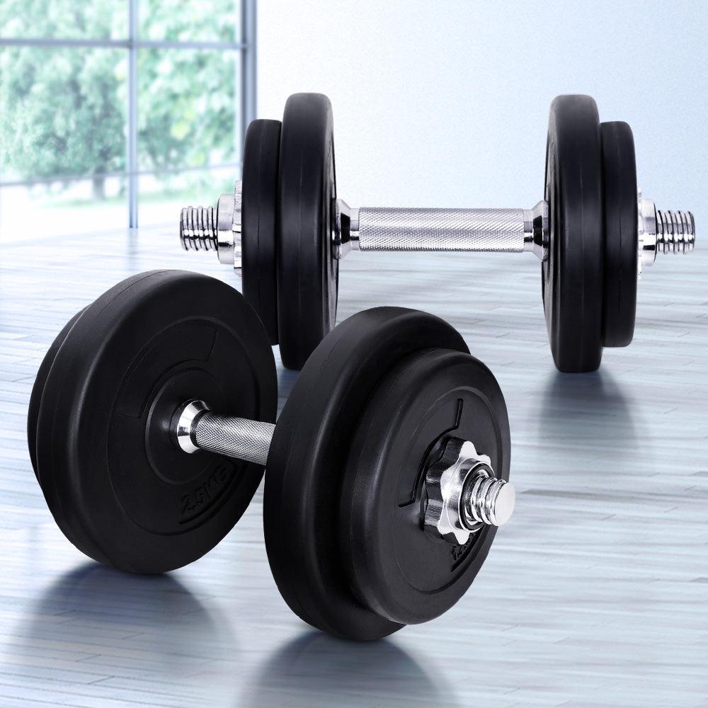 20KG Dumbbells Dumbbell Set Weight Training Plates Home Gym Fitness Exercise - John Cootes