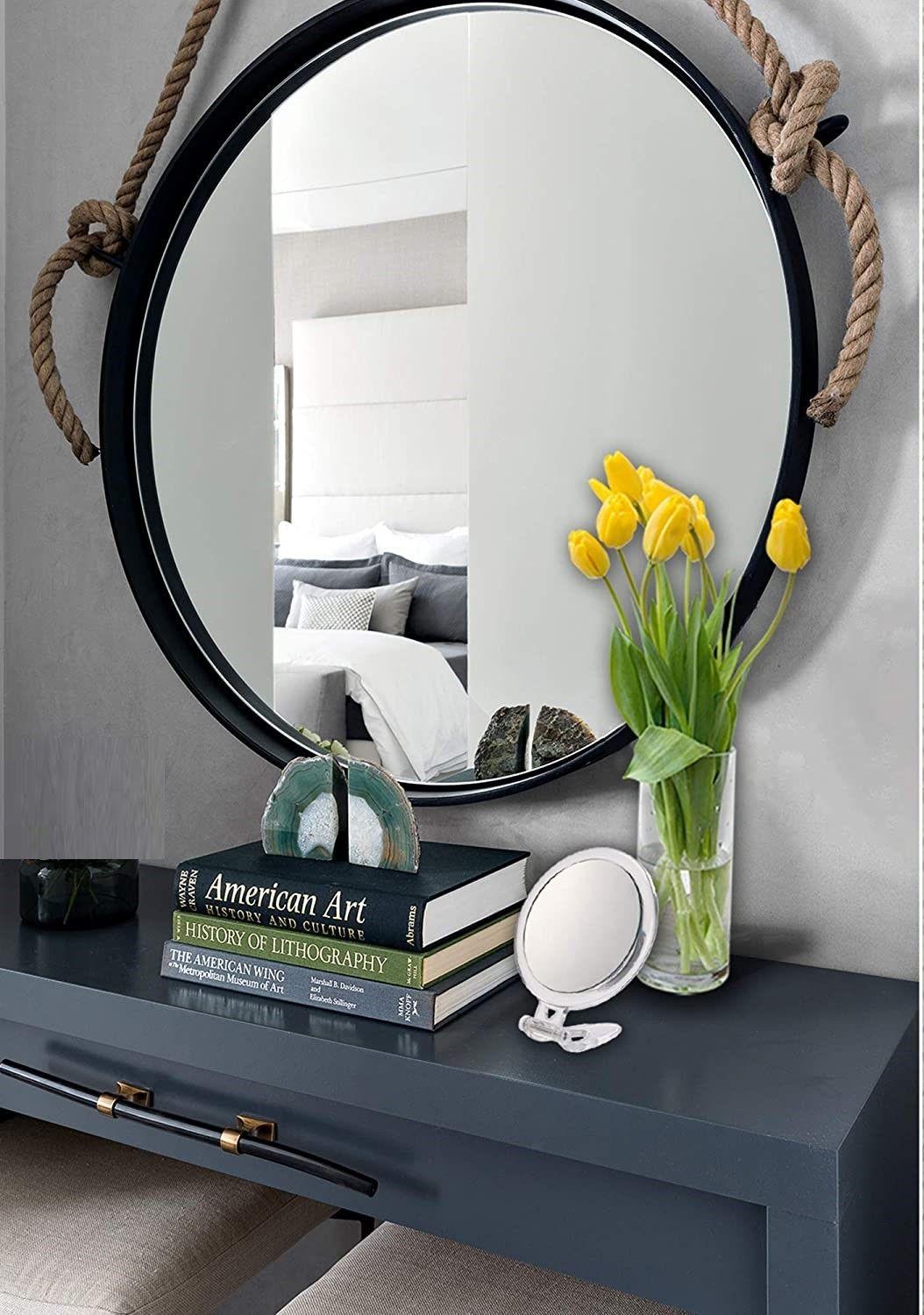 20X Magnifying Hand Mirror Two Sided Use for Makeup Application, Tweezing, and Blackhead/Blemish Removal (10 cm Black) - John Cootes