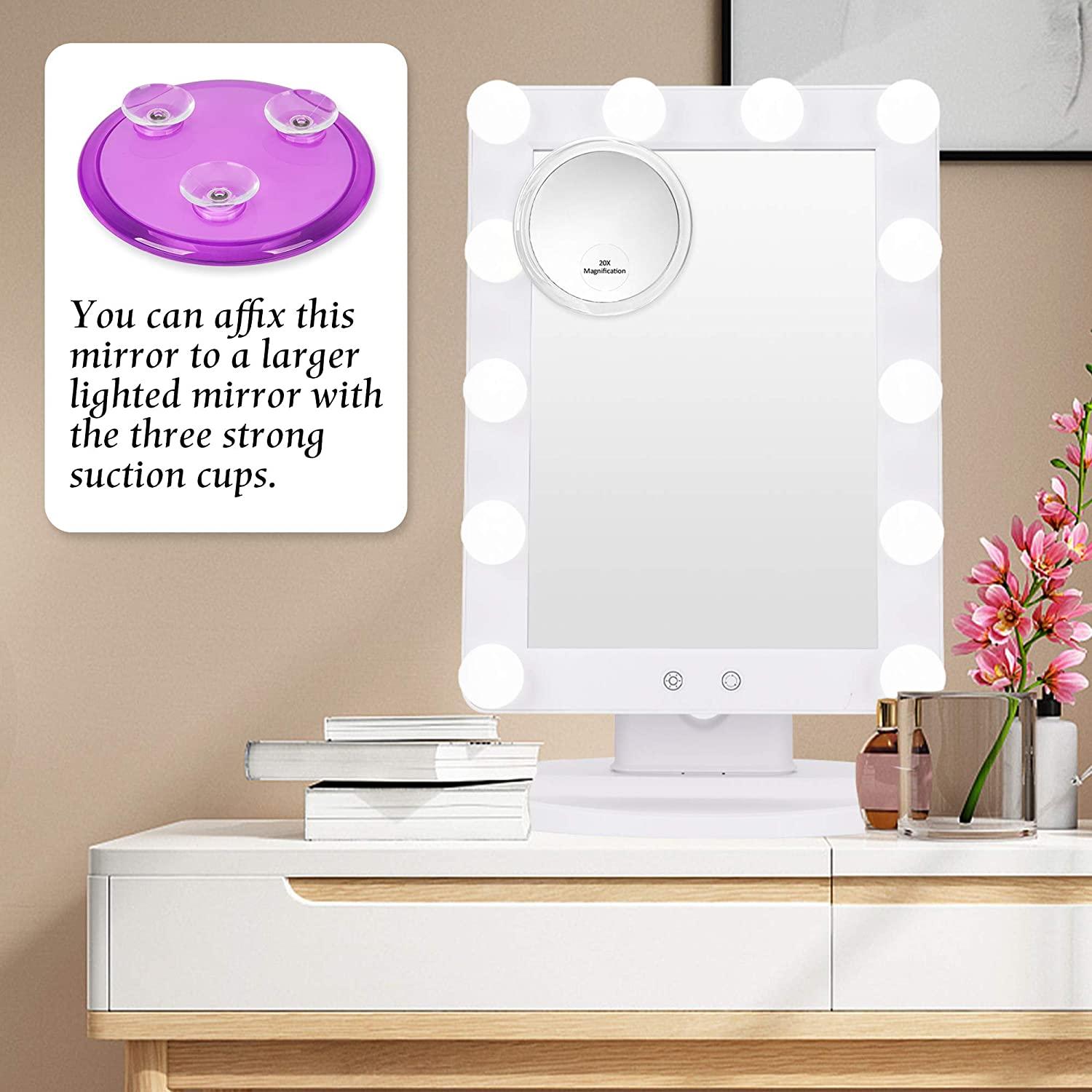 20X Magnifying Hand Mirror Two Sided Use for Makeup Application, Tweezing, and Blackhead/Blemish Removal (12.5 cm) - John Cootes