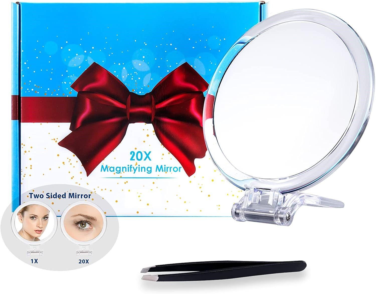 20X Magnifying Hand Mirror Two Sided Use for Makeup Application, Tweezing, and Blackhead/Blemish Removal (15 cm) - John Cootes