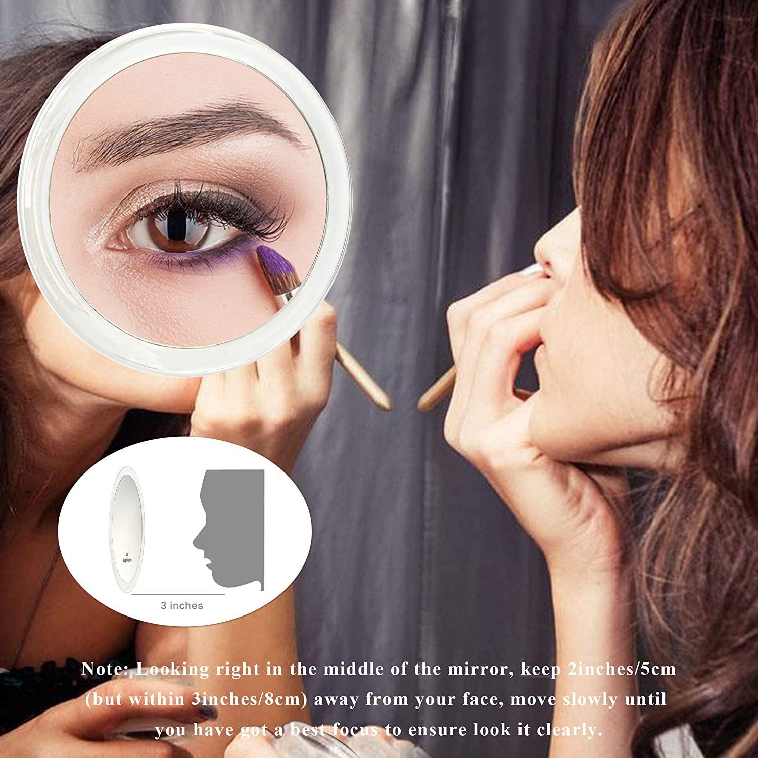 20X Magnifying Hand Mirror with 3 Suction Cups Use for Makeup Application, Tweezing, and Blackhead/Blemish Removal (10 cm) - John Cootes