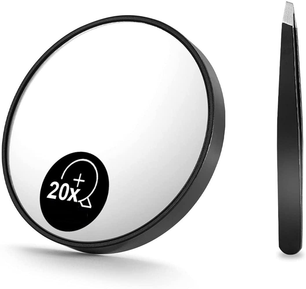 20X Magnifying Mirror and Eyebrow Tweezers Kit for Travel - John Cootes