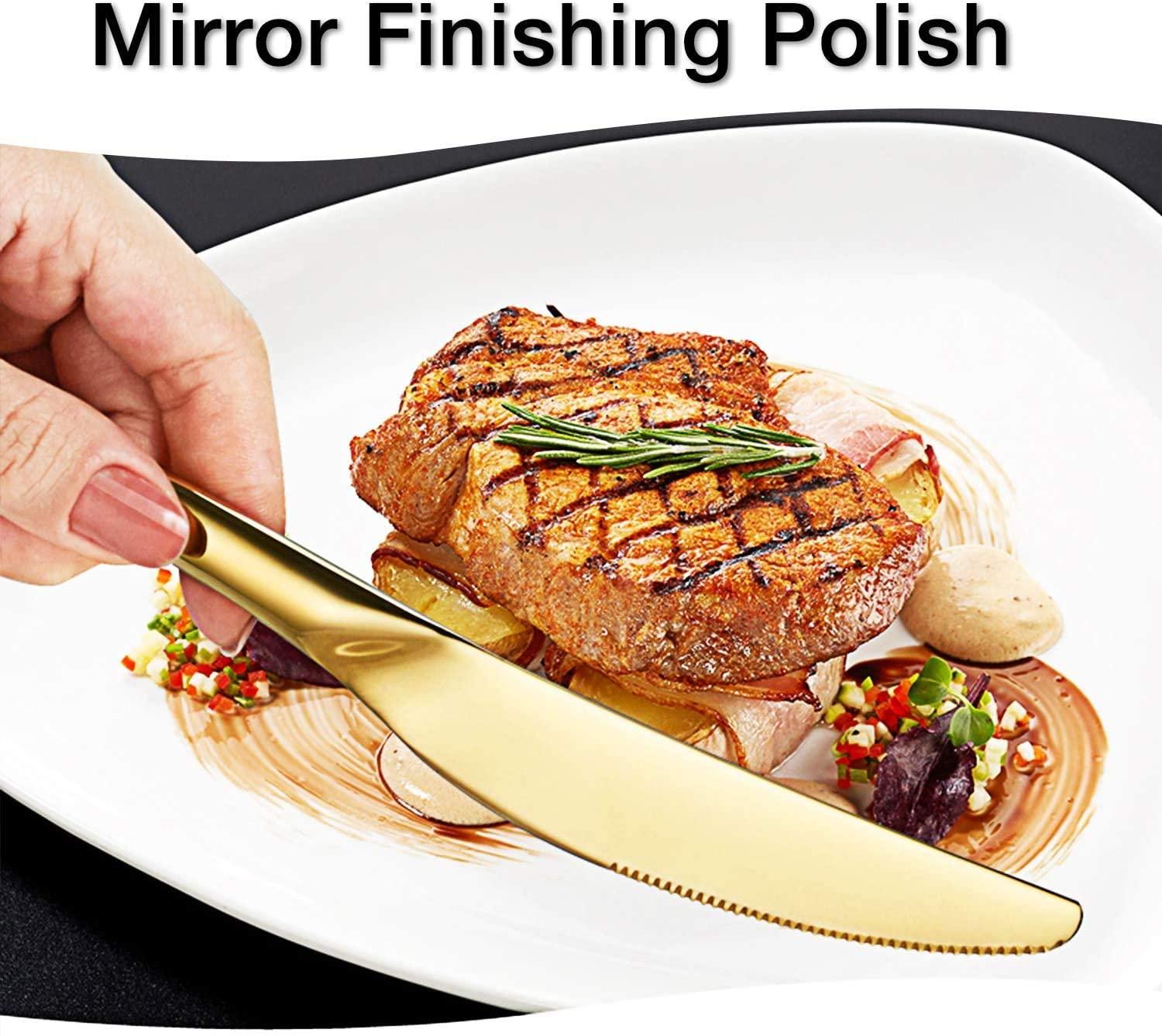 24-Piece Stainless Steel Gold Set, Knife Fork Spoon Flatware Set Cutlery Set, Mirror Finish - John Cootes