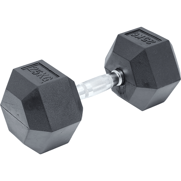 25KG Commercial Rubber Hex Dumbbell Gym Weight - John Cootes