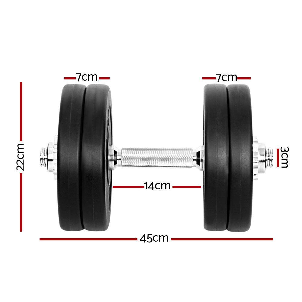 25kg Dumbbells Dumbbell Set Weight Plates Home Gym Fitness Exercise - John Cootes