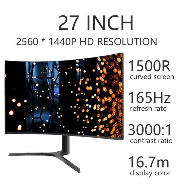 27" Curved LED Panel 2560x1440p Refresh Rate 165HZ Monitor Aspect Ratio 16:9 - John Cootes
