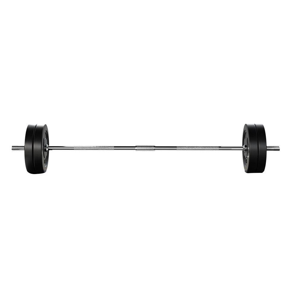 28KG Barbell Weight Set Plates Bar Bench Press Fitness Exercise Home Gym 168cm - John Cootes