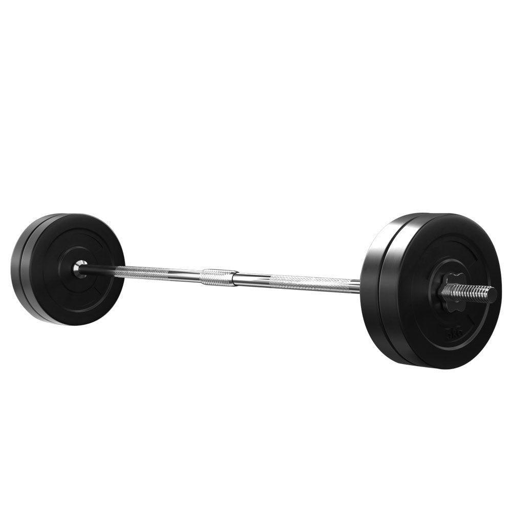 28KG Barbell Weight Set Plates Bar Bench Press Fitness Exercise Home Gym 168cm - John Cootes