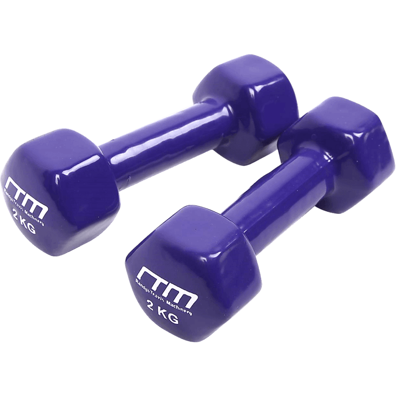 2kg Dumbbells Pair PVC Hand Weights Rubber Coated - John Cootes