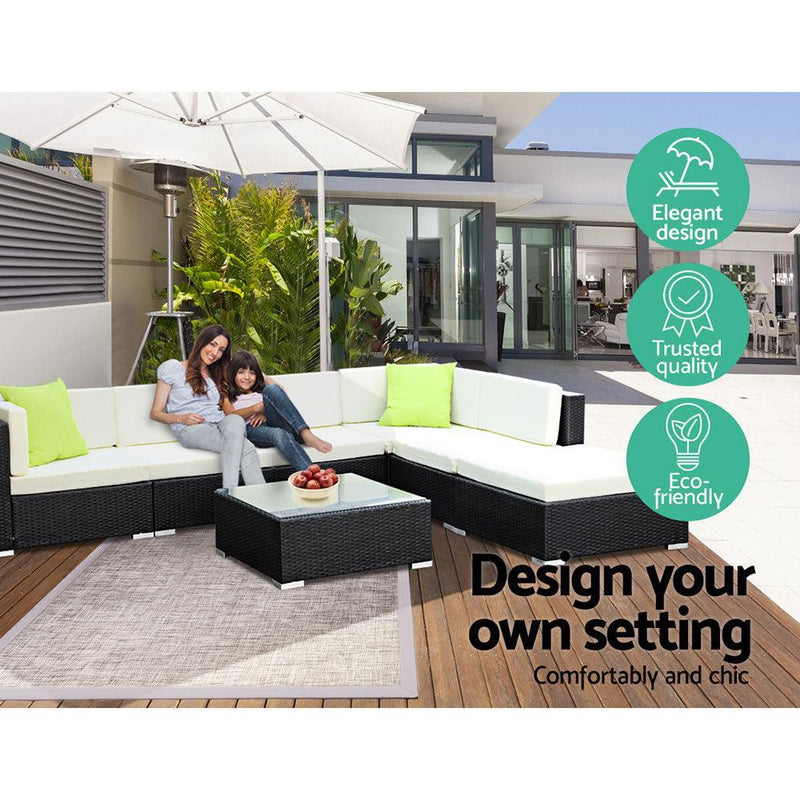 2PC Gardeon Outdoor Furniture Sofa Set Wicker Rattan Garden Lounge Chair Setting - John Cootes