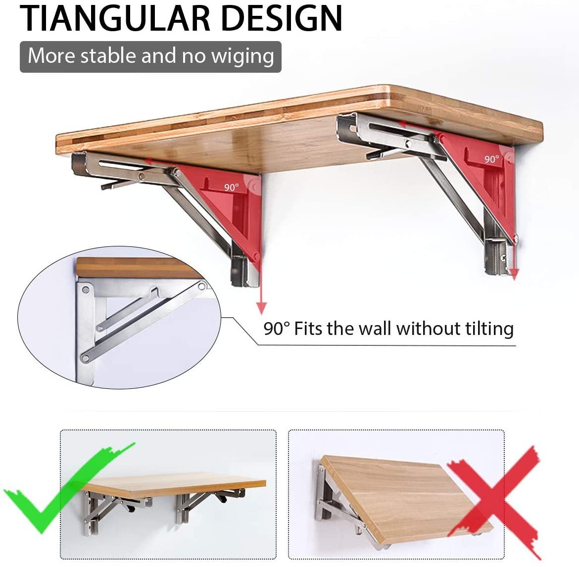 2PCS 12inch Steel Wall Mounted Folding Triangle Angle Shelf Support Bracket Rack - John Cootes