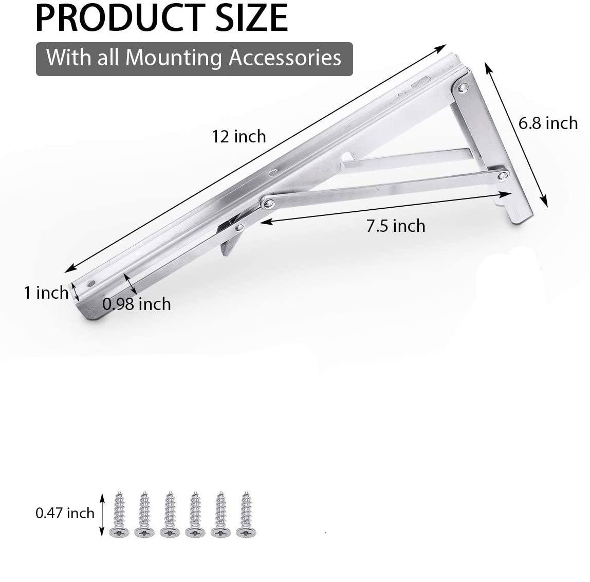 2PCS 12inch Steel Wall Mounted Folding Triangle Angle Shelf Support Bracket Rack - John Cootes