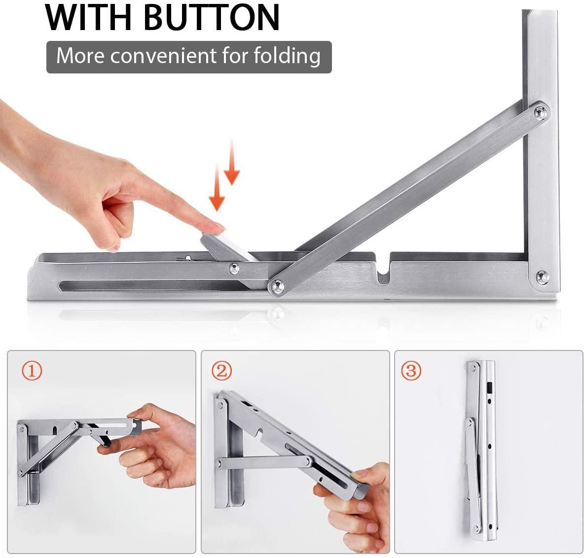 2PCS 14inch Steel Wall Mounted Folding Triangle Angle Shelf Support Bracket Rack - John Cootes