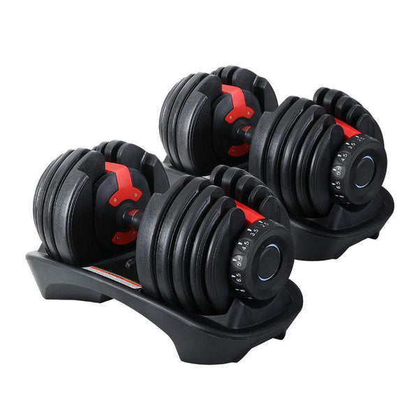 2Pcs 24kg Adjustable Dumbbell Weight Dumbbells Plates Home Gym Fitness Exercise - John Cootes