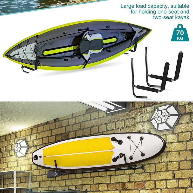 2Pcs Kayak Wall Rack Carrier Canoe Paddle Surfboard Holder Wall Mount Shelf - John Cootes