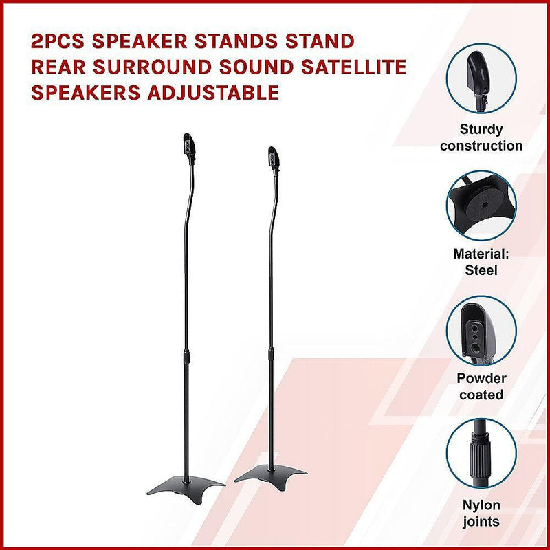 2pcs Speaker Stands Stand Rear Surround Sound Satellite Speakers Adjustable - John Cootes