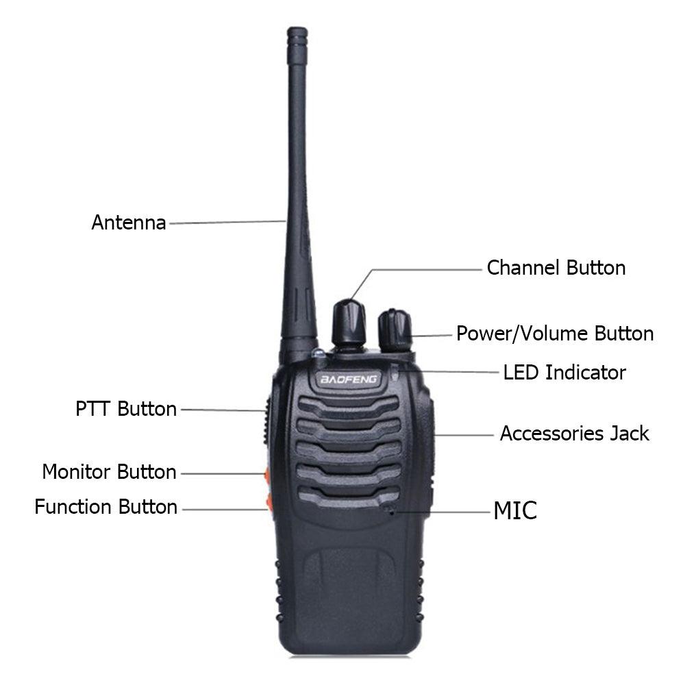 2pcs Walkie Talkie BF-888S Handheld Two-Way Radio UHF 400-470MHz 5W - John Cootes