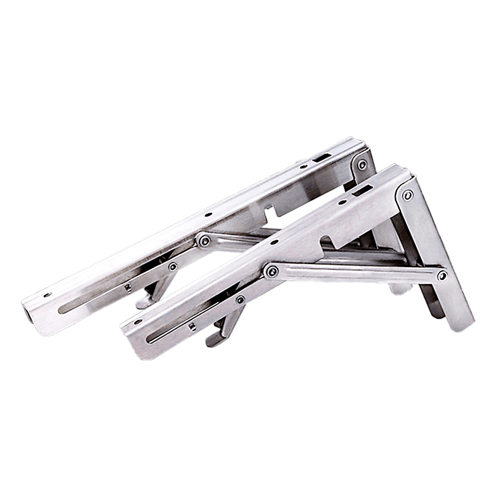 2x 10" Stainless Steel Folding Table Bracket Shelf Bench 50kg Load Heavy Duty - John Cootes