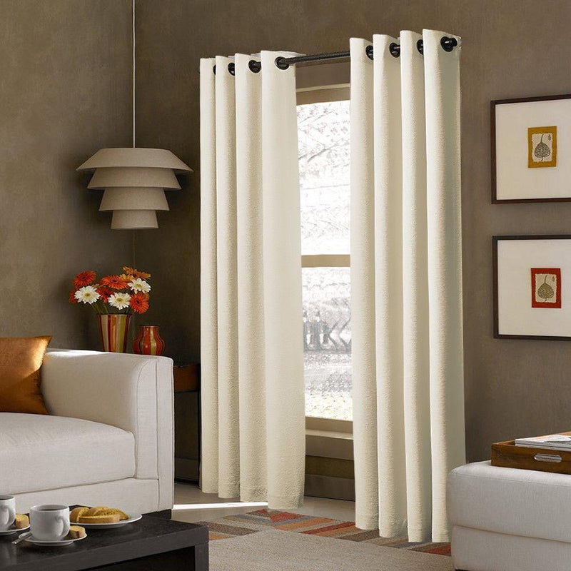 2x 100% Blockout Curtains Panels 3 Layers Eyelet Beige 140x230cm - John Cootes