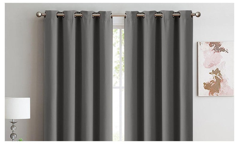 2x 100% Blockout Curtains Panels 3 Layers Eyelet Charcoal 140x230cm - John Cootes
