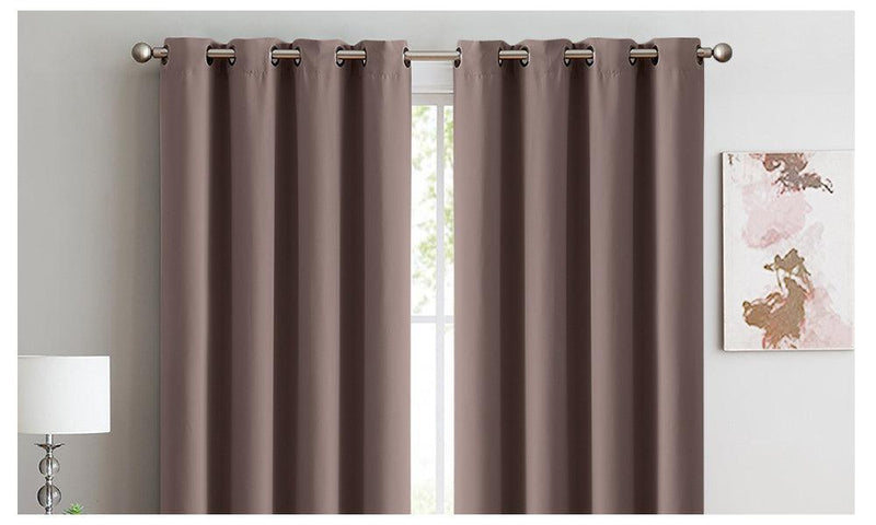 2x 100% Blockout Curtains Panels 3 Layers Eyelet Taupe 180x230cm - John Cootes