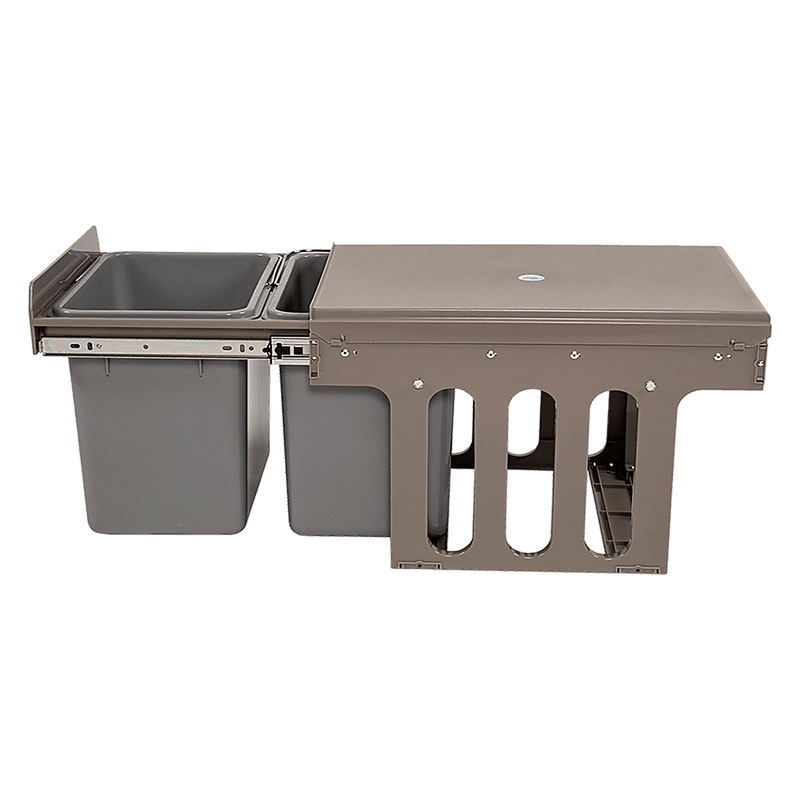 2x 15L Pull Out Trash Bin Dual Kitchen Garbage Waste Basket Cabinet Bin - John Cootes