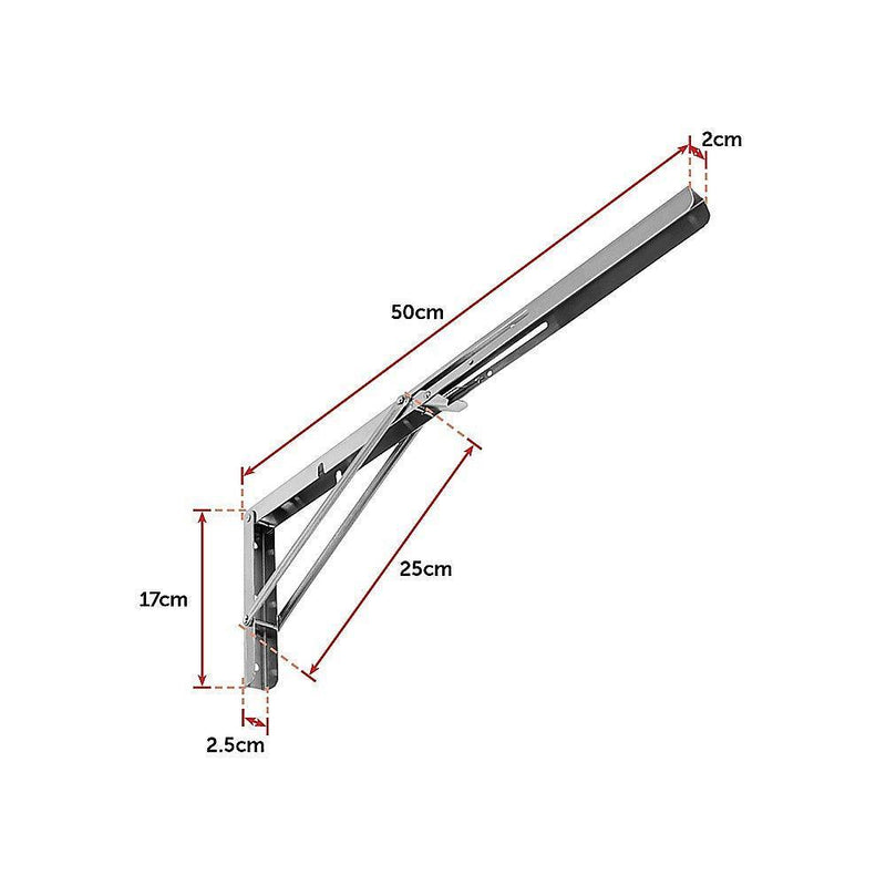 2x 20" Stainless Steel Folding Table Bracket Shelf Bench 50kg Load Heavy Duty - John Cootes