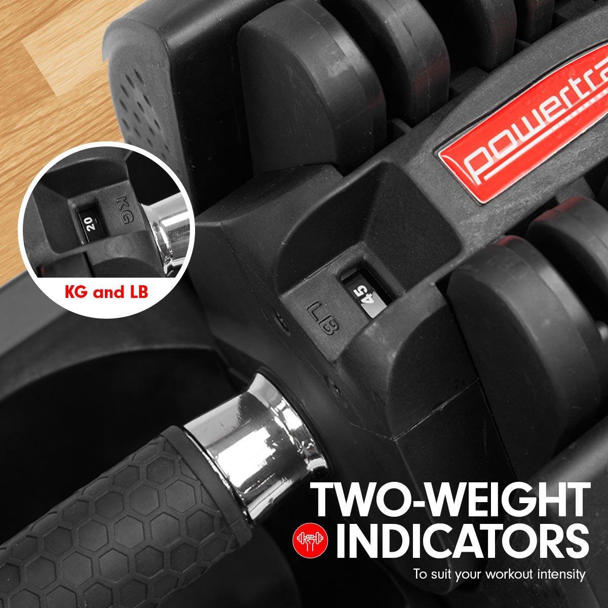 2x 20kg Powertrain Gen2 Home Gym Adjustable Dumbbell - John Cootes