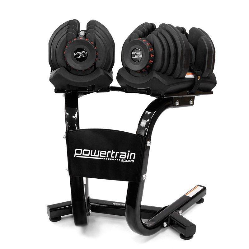 2x 40kg Powertrain Adjustable Dumbbells with Stand - John Cootes