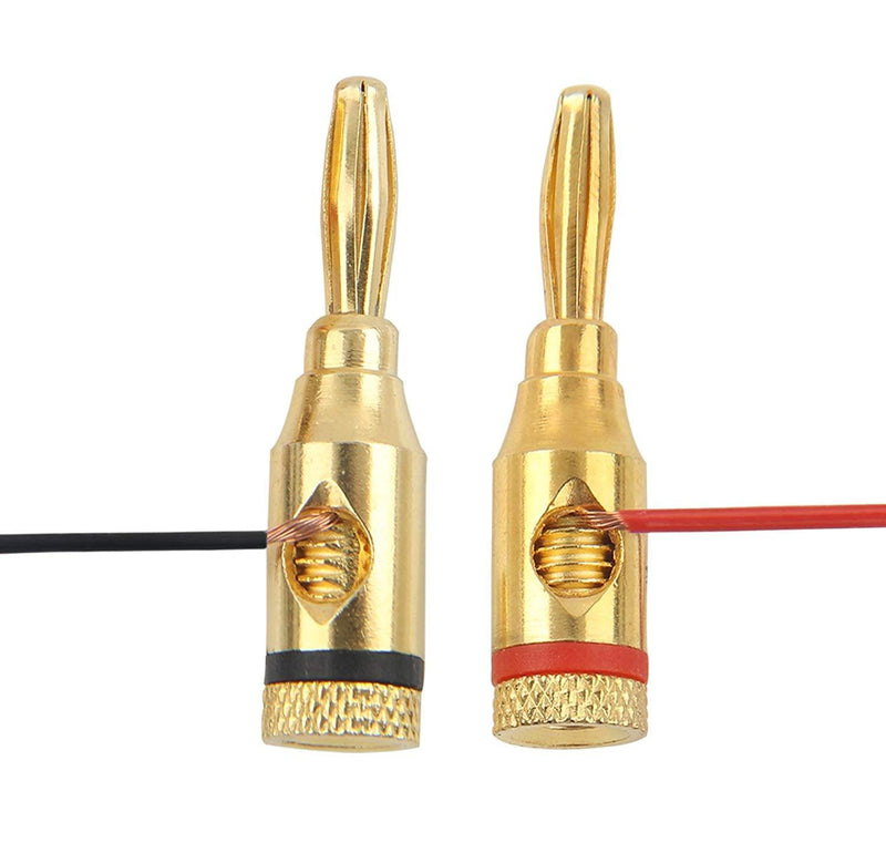 2X Banana Plugs 24K Audio Jack Connector for Speaker stereo Cable Black& Red - John Cootes