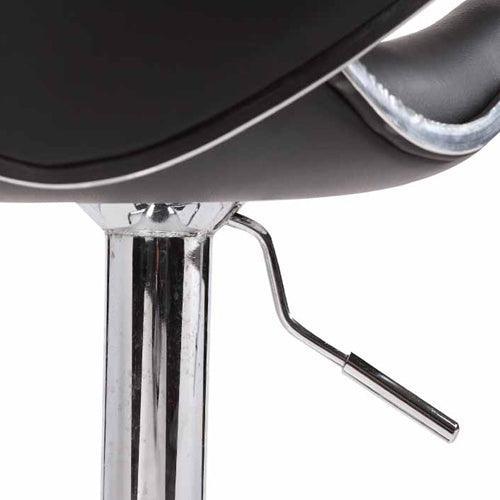 2X Black Bar Stools Faux Leather Mid High Back Adjustable Crome Base Gas Lift Swivel Chairs - John Cootes