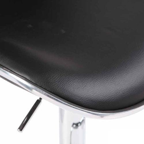 2X Black Bar Stools Faux Leather Mid High Back Adjustable Crome Base Gas Lift Swivel Chairs - John Cootes