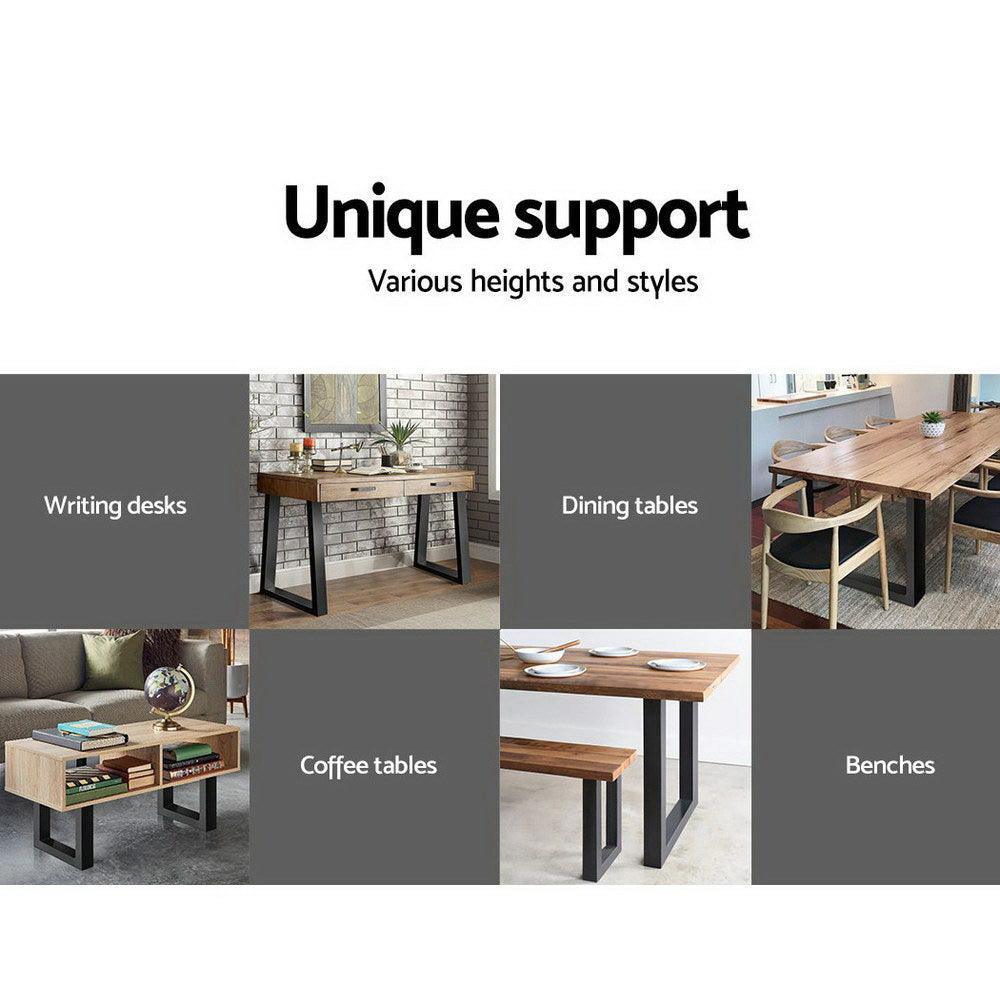 2x Coffee Dining Table Legs Steel Industrial Vintage Bench Metal Box Shape 710MM - John Cootes