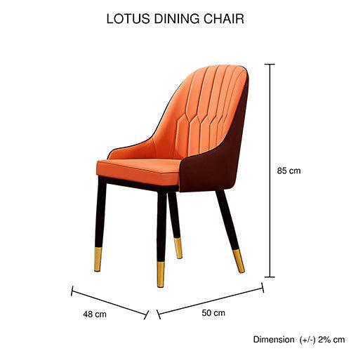 2X Dining Chair Orange Colour Leatherette Upholstery Black And Gold Legs Steel with Powder Coating - John Cootes