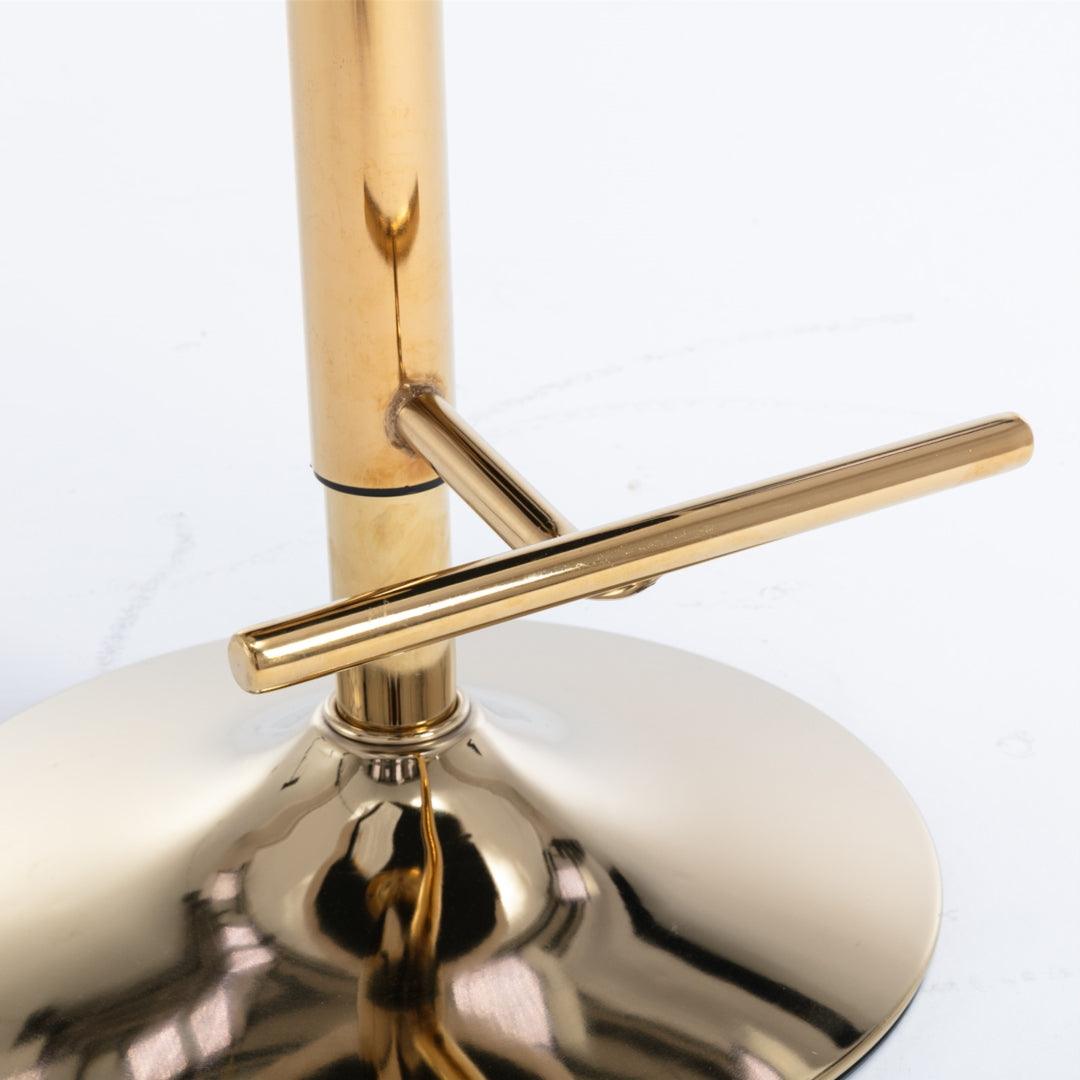 2x Height Adjustable Swivel Bar Stool Velvet Studs Barstool with Footrest and Golden Base- Beige - John Cootes