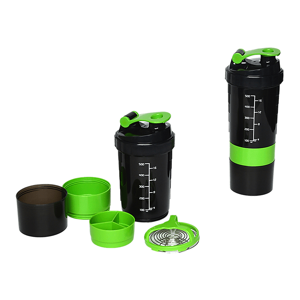 2x Protein Gym Shaker Premium 3 in 1 Smart Style Blender Mixer Cup Bottle Spider - John Cootes