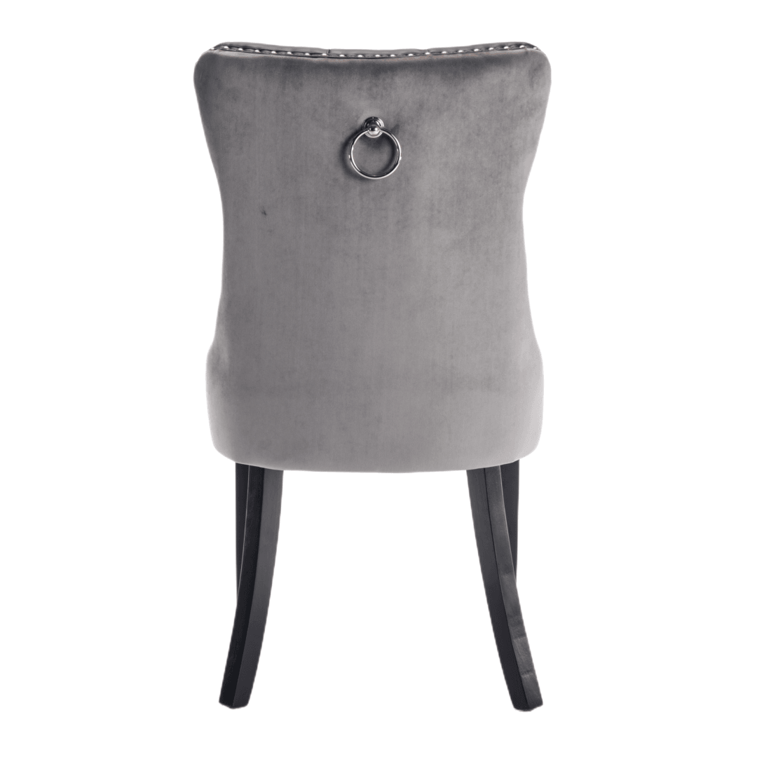 2x PU Faux Leather & Velvet Dining Chairs-Black & Grey - John Cootes