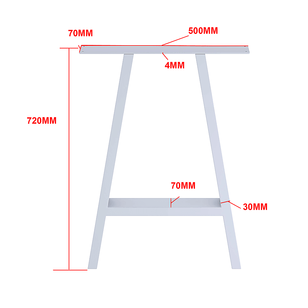 2x Rustic Dining Table Legs Steel Industrial Vintage 71cm - White - John Cootes