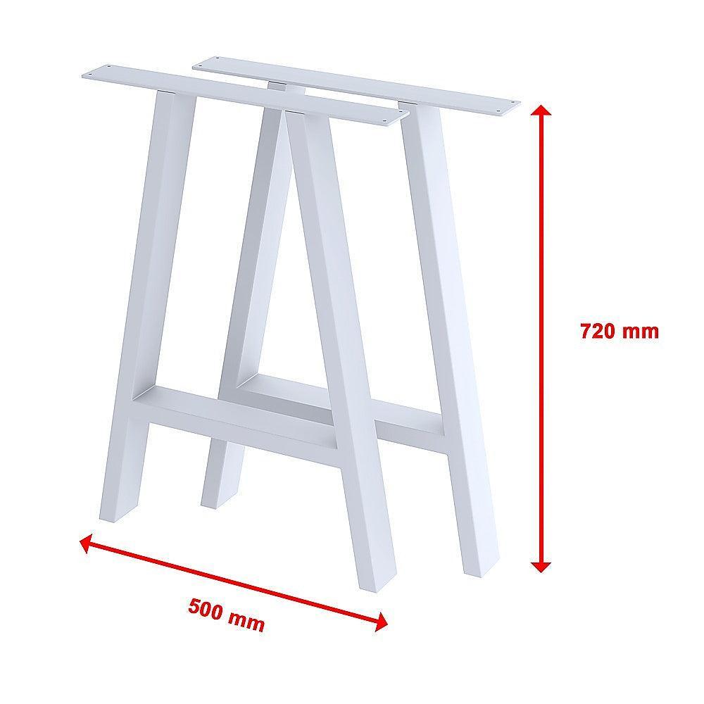 2x Rustic Dining Table Legs Steel Industrial Vintage 71cm - White - John Cootes