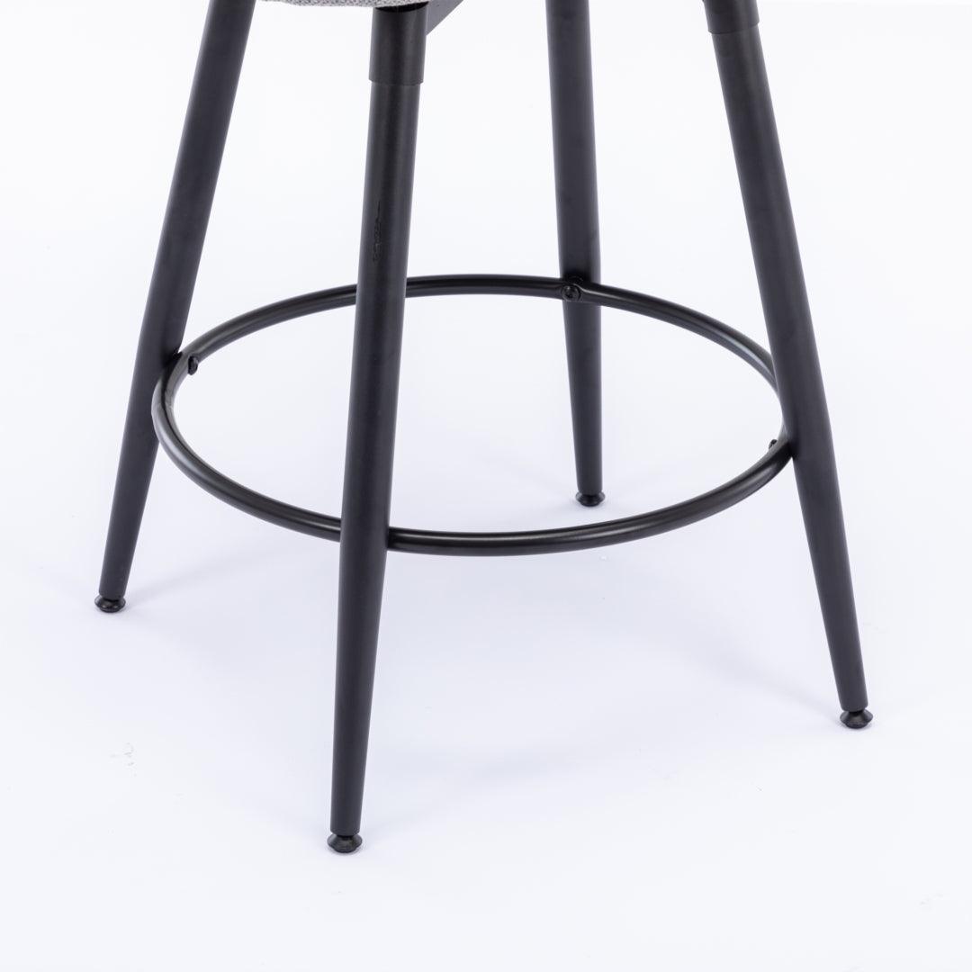 2x Swivel Bar Stools Tufted Counter Chairs with Stud Trim and Metal Base-Dark Grey - John Cootes
