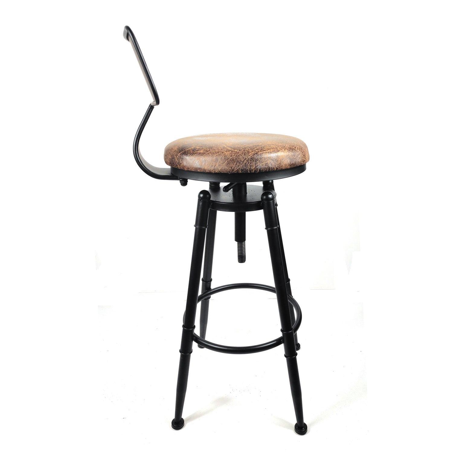 2x Vintage Industrial Rustic Bar Stool Kitchen Stool Swivel Chair Counter Height - John Cootes